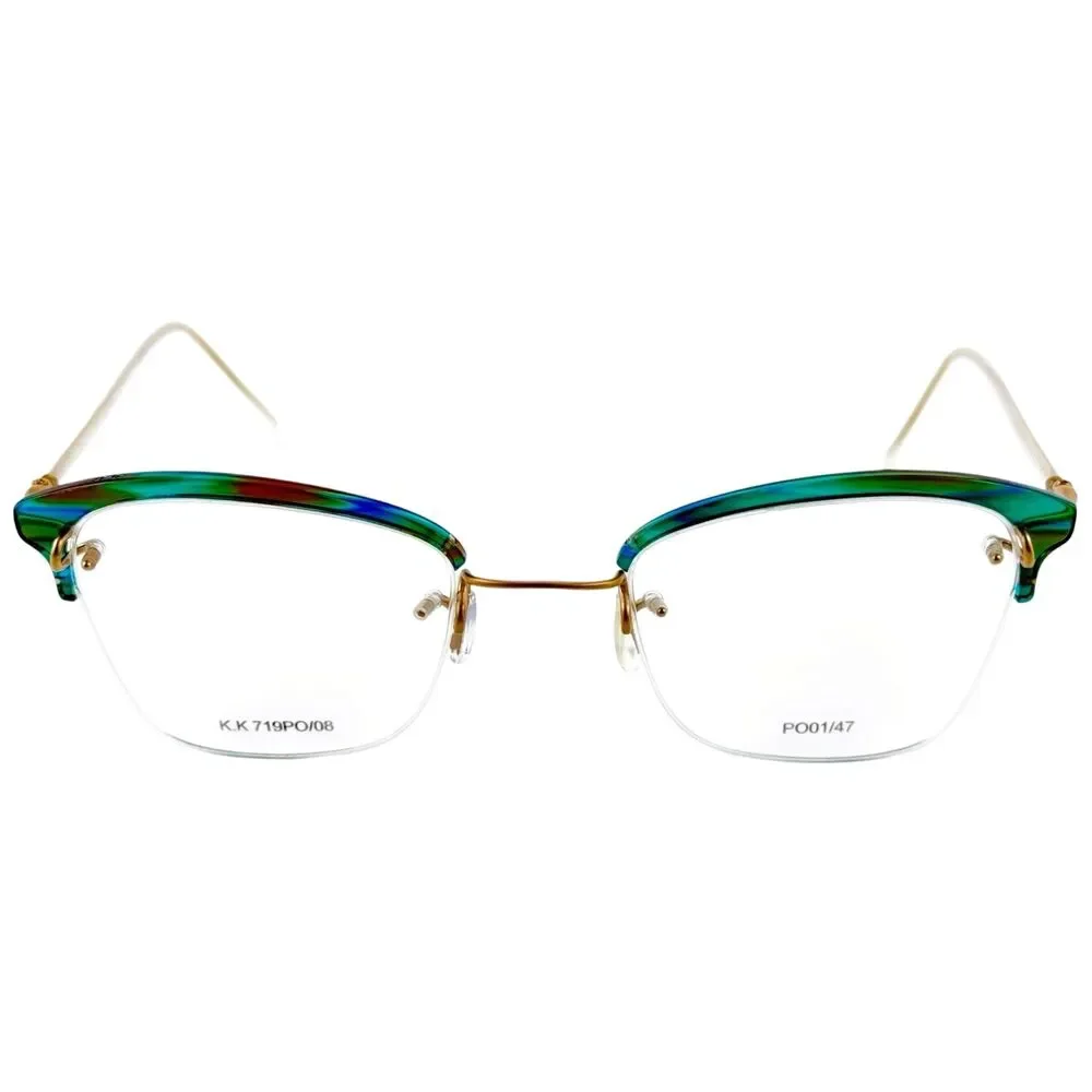Kazuo Kawasaki MP719PO Womens Plastic Eyeglass Frame 08 Green Gold 47-19 Japan